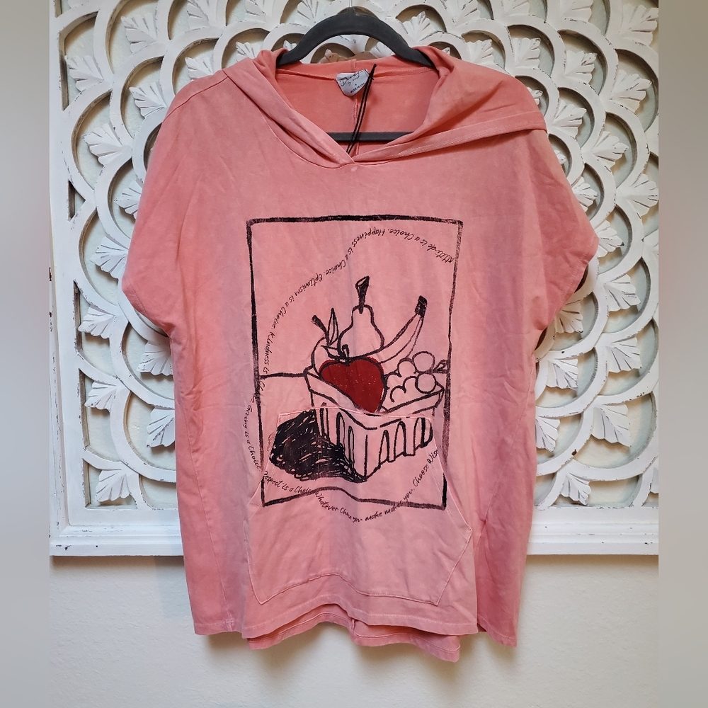 Doodle By Inoah Oversized Small Super Soft Screen Print Hooded T-shirt